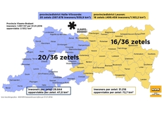 De nieuwe provinciedistricten van en zetelverdeling in Vlaams-Brabant